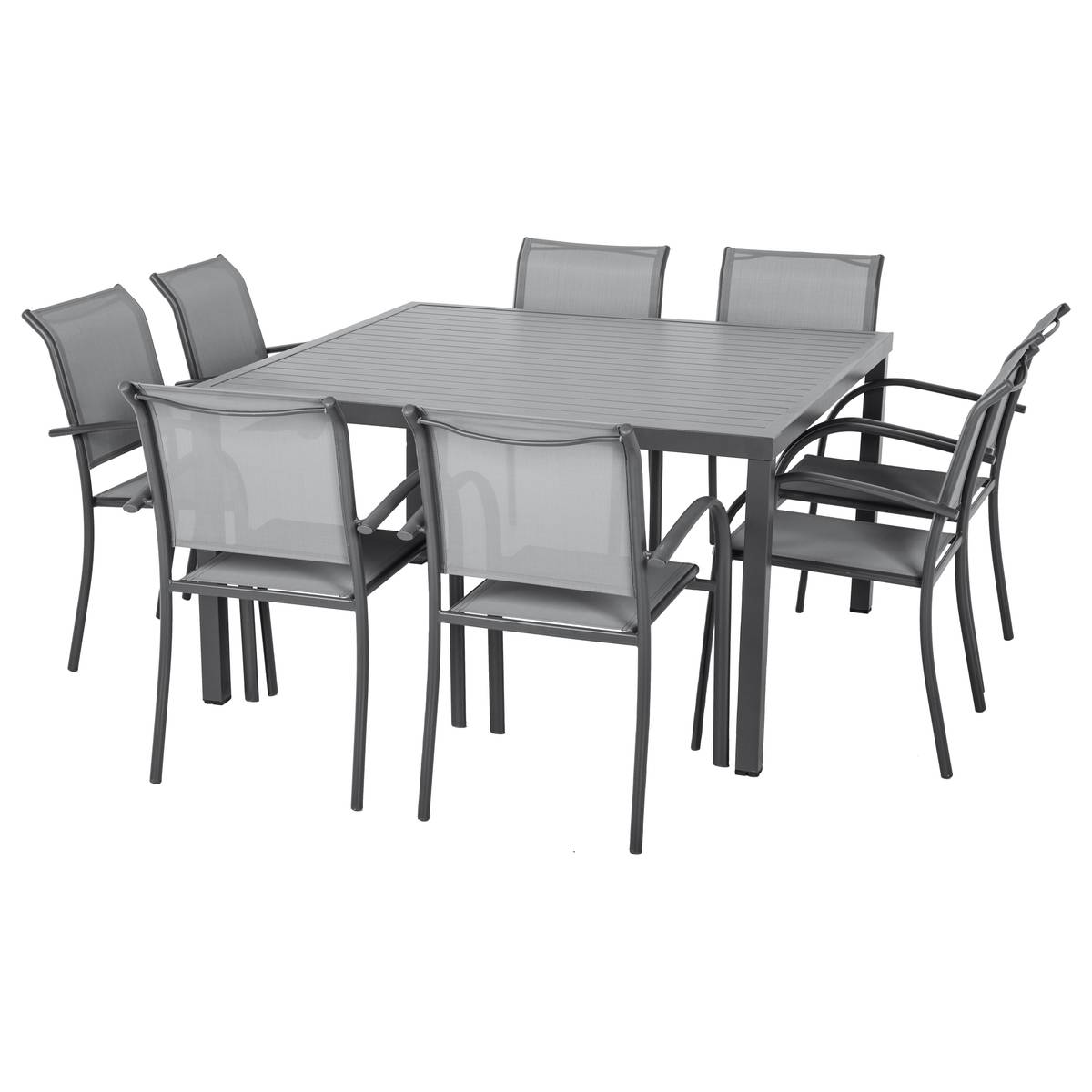 Square garden table PIAZZA Graphite 8 seats - Epoxy-coated aluminum Graphite