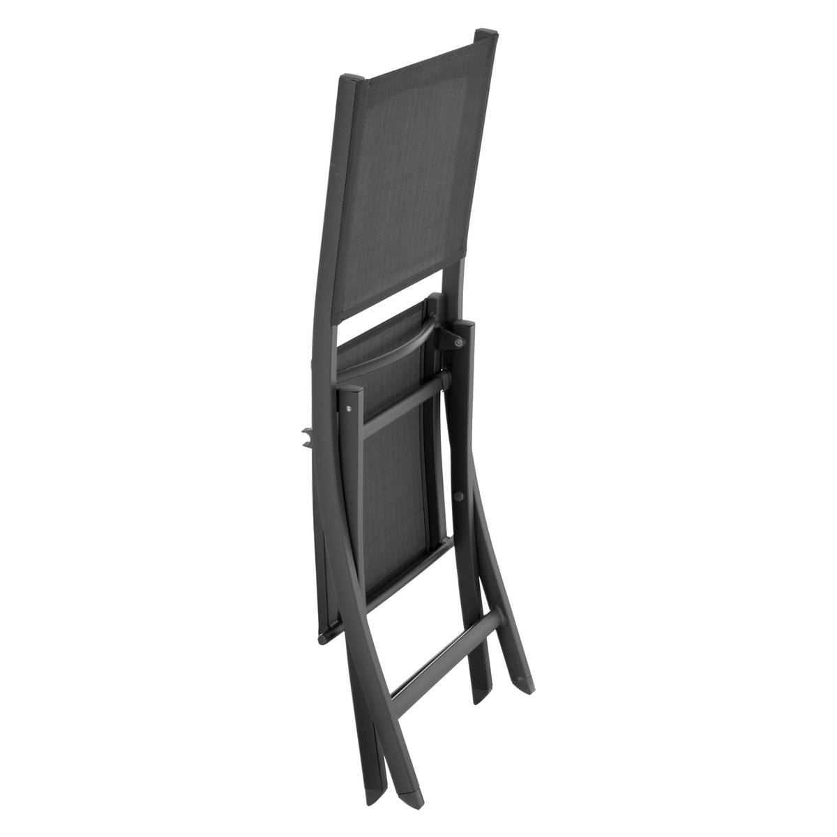 Set of 4 folding garden chairs ESSENTIA Anthracite / Graphite Epoxy-treated aluminum, Texaline Anthracite / Graphite