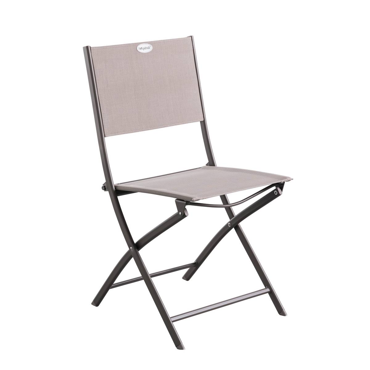 Set of 4 folding garden chairs MODULA Hazelnut / Tonka Epoxy-coated steel, Texaline Hazelnut / Tonka