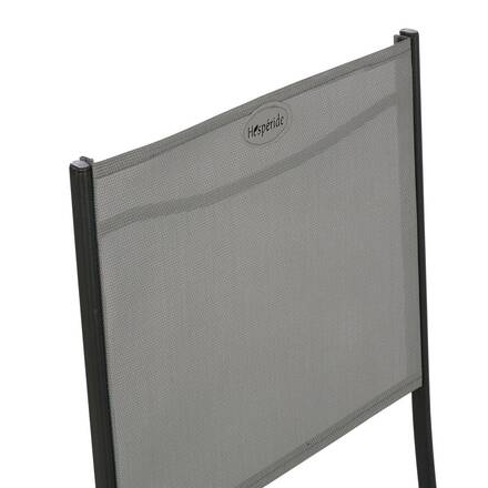 Set of 4 folding garden chairs MODULA Pebble / Graphite Epoxy-coated steel, Texaline