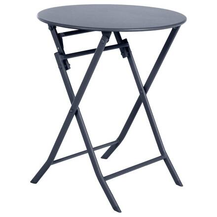 Round folding garden table GREENSBORO Graphite 2 seats - Epoxy-treated steel, Reinforced anti-rust treatment