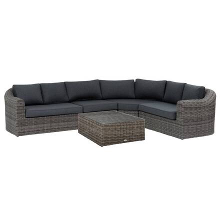 Garden corner sofa set MOORÉA Umber 5 seats - Epoxy-treated aluminum, Synthetic wicker, Polyester