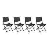 Set of 4 folding garden chairs MODULA Anthracite / Graphite Epoxy-coated steel, Texaline Anthracite / Graphite