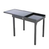Extendable garden table PIAZZA Graphite 10 seats - Epoxy treated aluminum, Tempered glass Graphite
