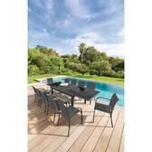 Extendable garden table PIAZZA Graphite 10 seats - Epoxy treated aluminum, Tempered glass Graphite