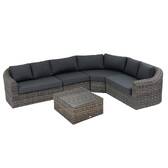 Garden corner sofa set MOORÉA Umber 5 seats - Epoxy-treated aluminum, Synthetic wicker, Polyester Terre d'ombre