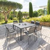 Square garden table PIAZZA Graphite 8 seats - Epoxy-coated aluminum Graphite