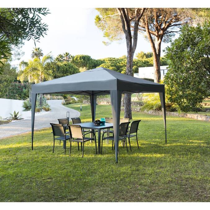 EASY UP Slate Folding Square Gazebo For EASY UP 3 x 3 m - Epoxy-coated Aluminum, Polyester Slate