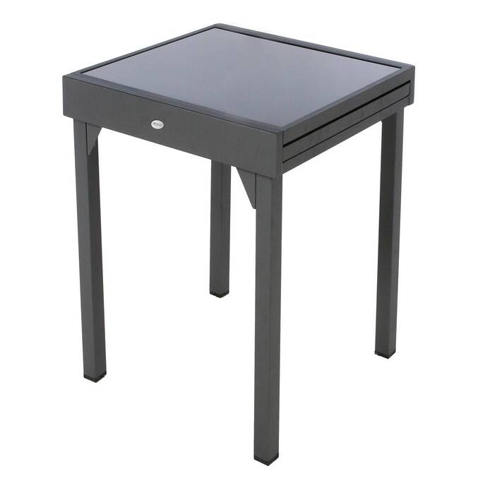 Extendable garden table PIAZZA Graphite 8 seats - Epoxy-treated aluminum, Tempered glass Graphite