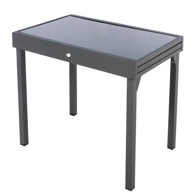 Extendable garden table PIAZZA Graphite 10 seats - Epoxy treated aluminum, Tempered glass Graphite