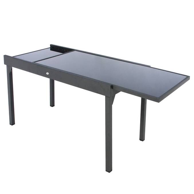 Extendable garden table PIAZZA Graphite 12 seats - Epoxy-coated aluminum, Tempered glass3500