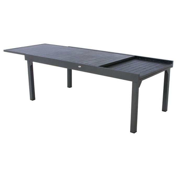 Extendable garden table PIAZZA Graphite 12 seats - Epoxy-coated aluminum Graphite