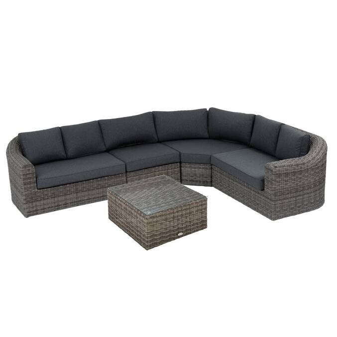 Garden corner sofa set MOORÉA Umber 5 seats - Epoxy-treated aluminum, Synthetic wicker, Polyester Terre d'ombre