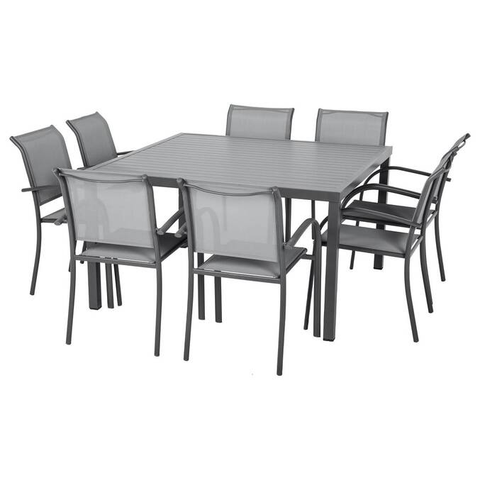 Square garden table PIAZZA Graphite 8 seats - Epoxy-coated aluminum Graphite