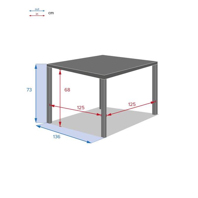 Square garden table PIAZZA Graphite 8 seats - Epoxy-coated aluminum Graphite