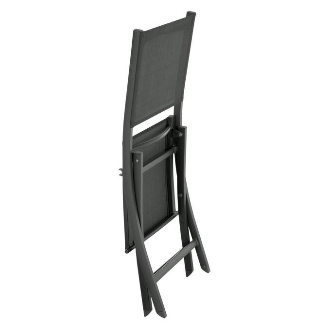 Set of 4 folding garden chairs ESSENTIA Anthracite / Graphite Epoxy-treated aluminum, Texaline Anthracite / Graphite
