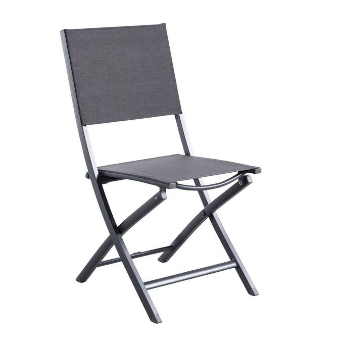 Set of 4 folding garden chairs ESSENTIA Anthracite / Graphite Epoxy-treated aluminum, Texaline Anthracite / Graphite