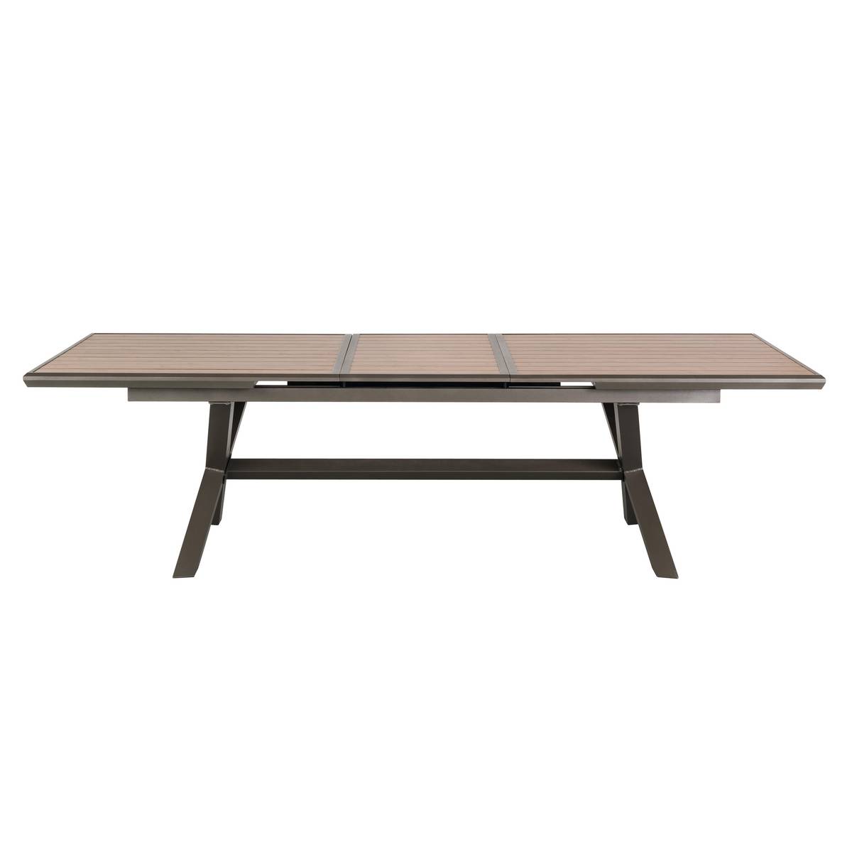 Extendable garden table AXIOME Honey wood effect / praline brown 10 seats - Epoxy-coated aluminum Honey / Praline