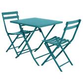Square folding garden table GREENSBORO Teal 2 seats - Epoxy-treated steel, Reinforced anti-rust treatment Duck blue