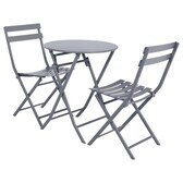 Round foldable garden table GREENSBORO, quartz grey 2-seater - Epoxy-treated steel, Reinforced anti-rust treatment Quartz grey