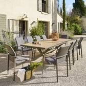 Extendable garden table AXIOME Honey wood effect / praline brown 10 seats - Epoxy-coated aluminum Honey / Praline