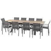 Extendable garden table AXIOME Honey wood effect / praline brown 10 seats - Epoxy-coated aluminum Honey / Praline