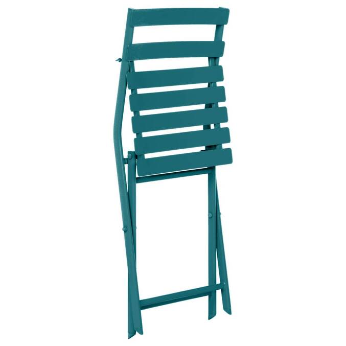 Folding garden chair GREENSBORO Teal Epoxy-coated steel, Reinforced rust treatment Duck blue