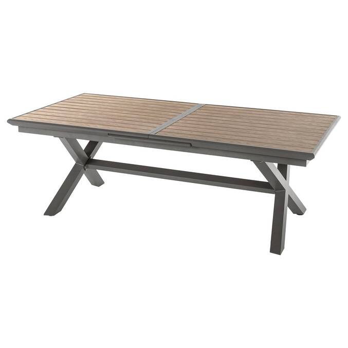 Extendable garden table AXIOME Honey wood effect / praline brown 10 seats - Epoxy-coated aluminum Honey / Praline