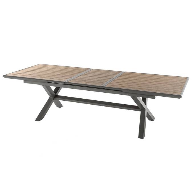 Extendable garden table AXIOME Honey wood effect / praline brown 10 seats - Epoxy-coated aluminum Honey / Praline