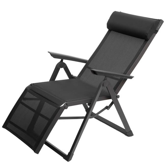 Garden recliner DECIMA Anthracite / Graphite 8 positions - Epoxy-treated aluminum, Texaline Anthracite / Graphite