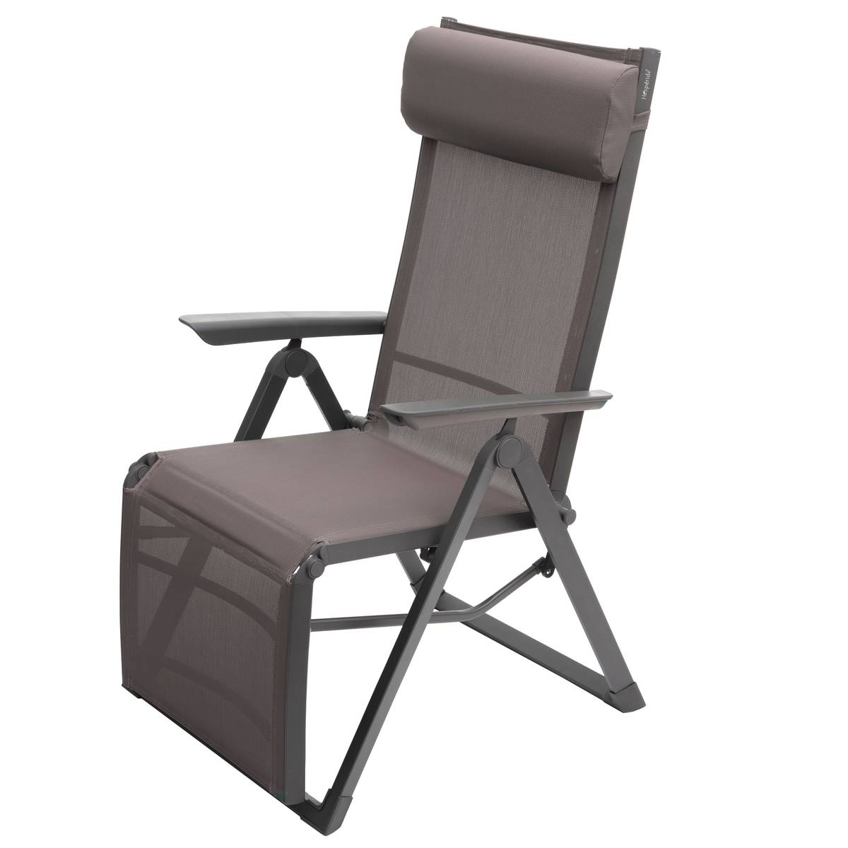 Garden recliner DECIMA Hazelnut / Praline 8 positions - Epoxy-treated aluminum, Texaline Hazelnut / Praline