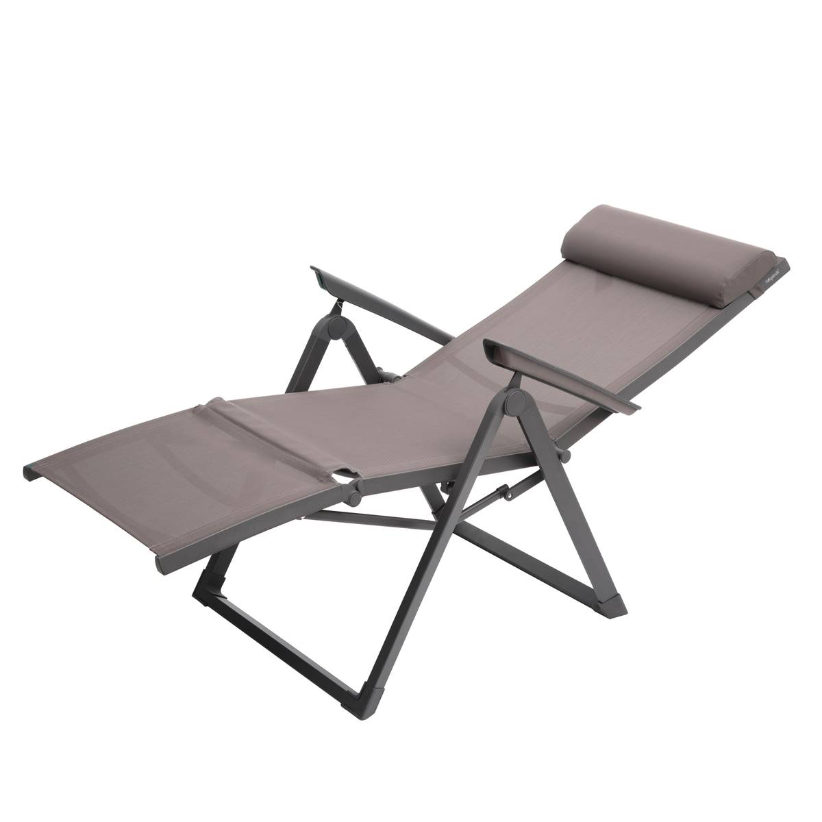 Garden recliner DECIMA Hazelnut / Praline 8 positions - Epoxy-treated aluminum, Texaline Hazelnut / Praline