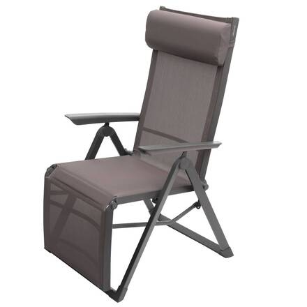 Garden recliner DECIMA Hazelnut / Praline 8 positions - Epoxy-treated aluminum, Texaline