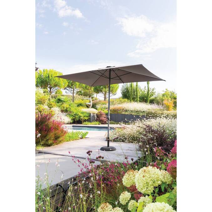 Tilt rectangular parasol LOOMPA Slate 3 x 2 m - Aluminum, Polyester Slate