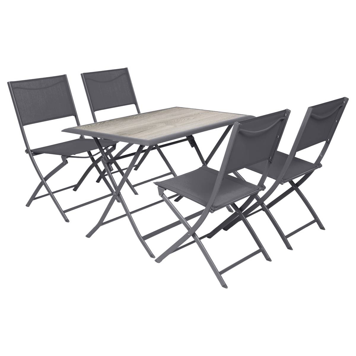 Rectangular folding garden table AZUA Smoke grey 4 seats - Epoxy-treated aluminum, ECP Smoke grey