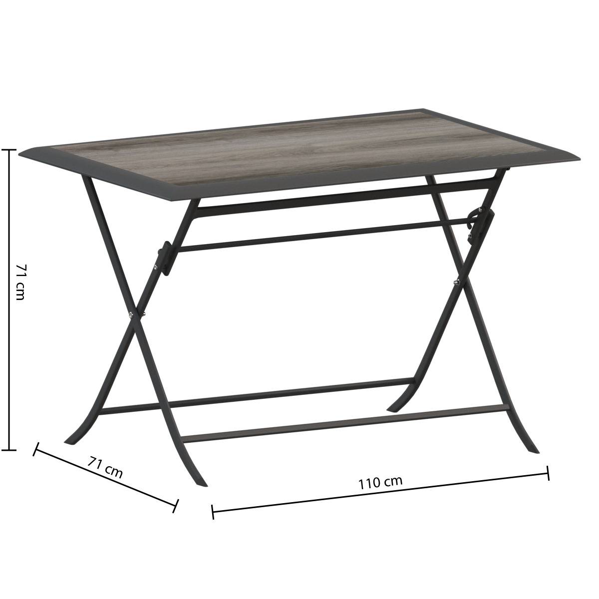 Rectangular folding garden table AZUA Smoke grey 4 seats - Epoxy-treated aluminum, ECP Smoke grey