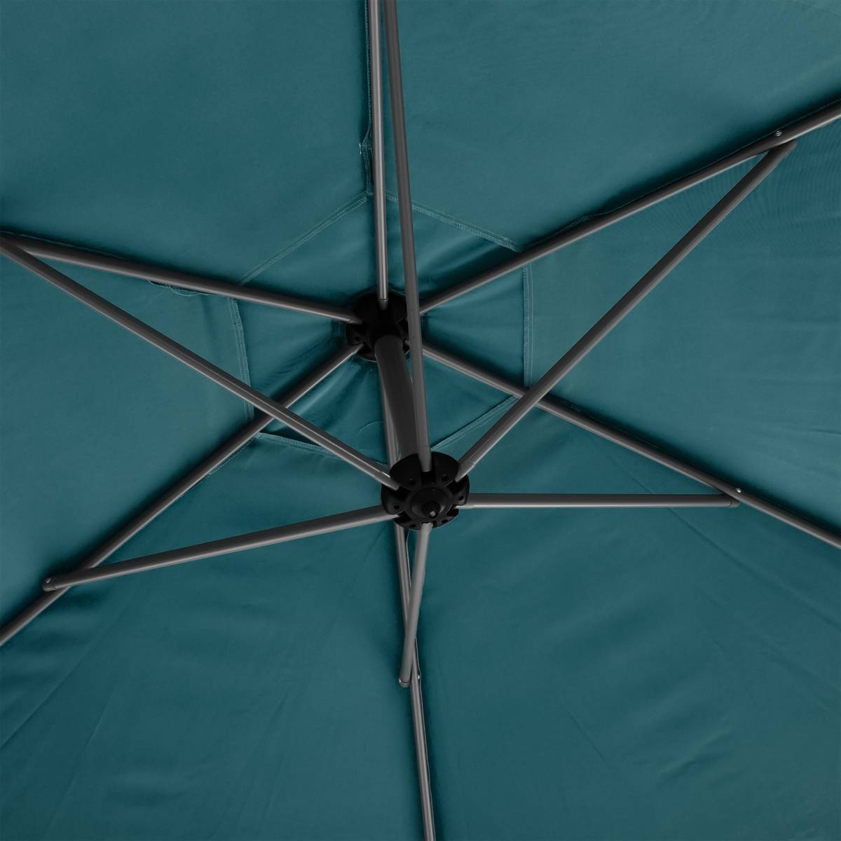 Round cantilever parasol MANOA Teal blue 3 m - Epoxy-coated aluminum, steel, polyester Duck blue