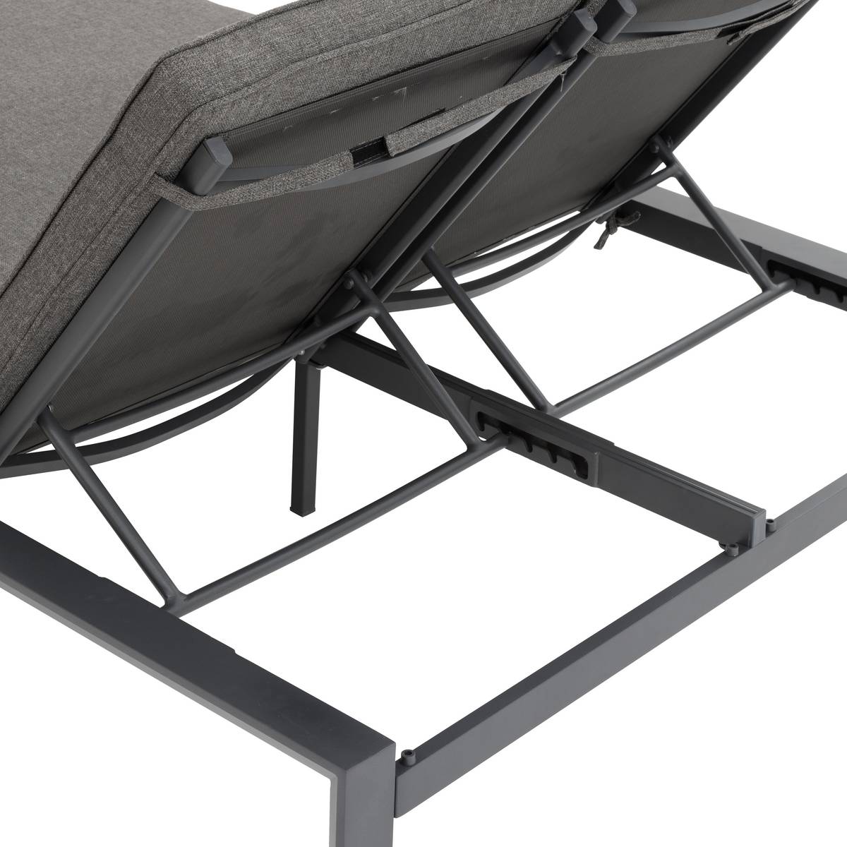 Double pool lounger ÉVASION Anthracite / Graphite 2 seats - Epoxy-treated aluminum, Texaline Anthracite / Graphite