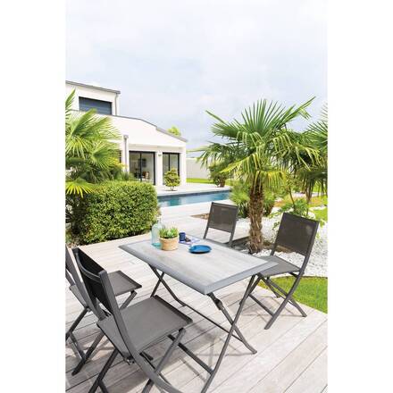 Rectangular folding garden table AZUA Smoke grey 4 seats - Epoxy-treated aluminum, ECP