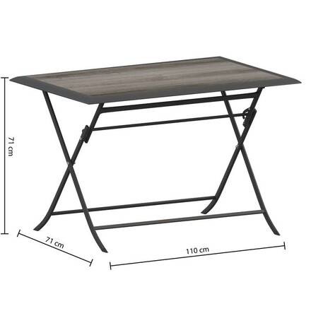 Rectangular folding garden table AZUA Smoke grey 4 seats - Epoxy-treated aluminum, ECP