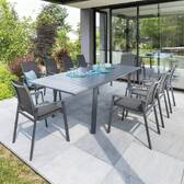Extendable garden table PAVANE Graphite 10 seats - Epoxy-coated aluminum Graphite