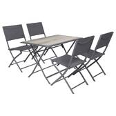 Rectangular folding garden table AZUA Smoke grey 4 seats - Epoxy-treated aluminum, ECP Smoke grey