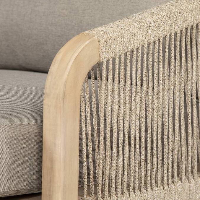 Garden armchair PAPOUASIE Acacia FSC® certified acacia, polyester Taupe / Acacia