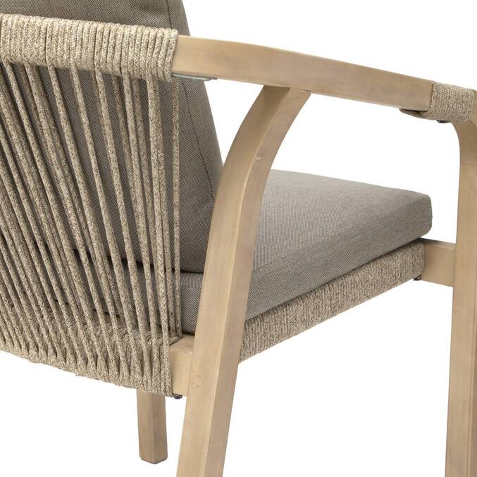 Garden chair with arms PAPOUASIE Acacia FSC® certified acacia, polyester Taupe / Acacia