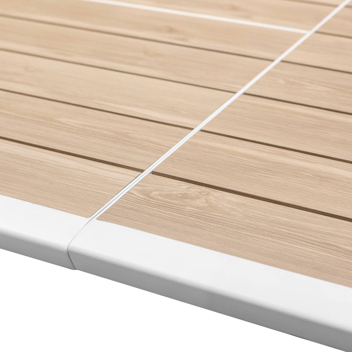 Extendable garden table PAVANE Linen / White 12 seats - Epoxy-coated aluminum Linen / White