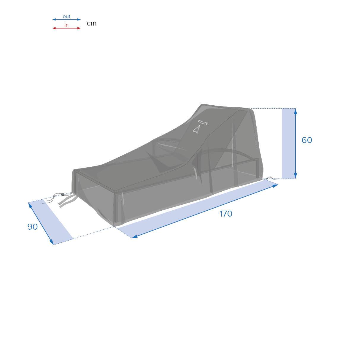 Protective cover for sun lounger HAMBO Grey M 170 x 90 x 60 cm - Polyester Grey