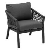 Garden lounge set ORIENGO Anthracite / Graphite 5 seats - Epoxy-treated aluminum, FSC® certified acacia, Polyester Anthracite / Graphite