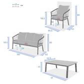 Garden lounge set ORIENGO Anthracite / Graphite 5 seats - Epoxy-treated aluminum, FSC® certified acacia, Polyester Anthracite / Graphite