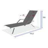 Sun lounger BAYAMO Slate / Graphite 5 positions - Epoxy-treated aluminum, Texaline Slate / Graphite