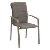 Stackable garden chair with arms DIESE Mocha / Praline Epoxy-treated aluminum, Texaline Mocha / Praline